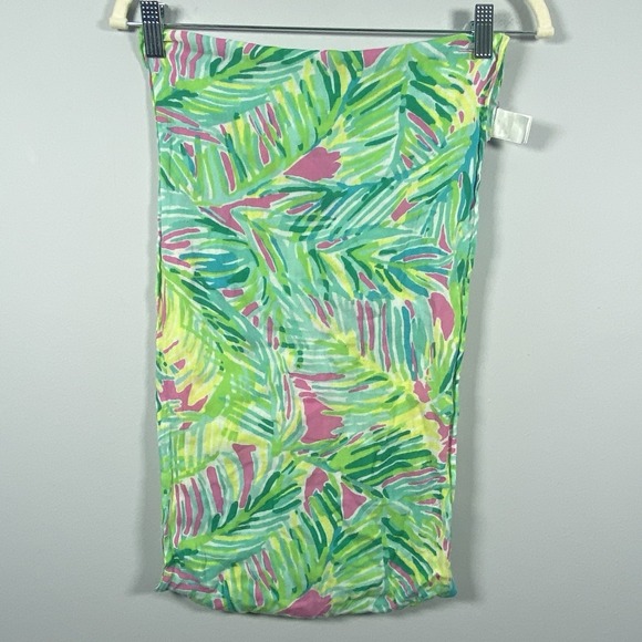 Lilly Pulitzer Riley Infinity Scarf Palm Leaf Green Pink Resort Beach Coastal - Picture 1 of 5